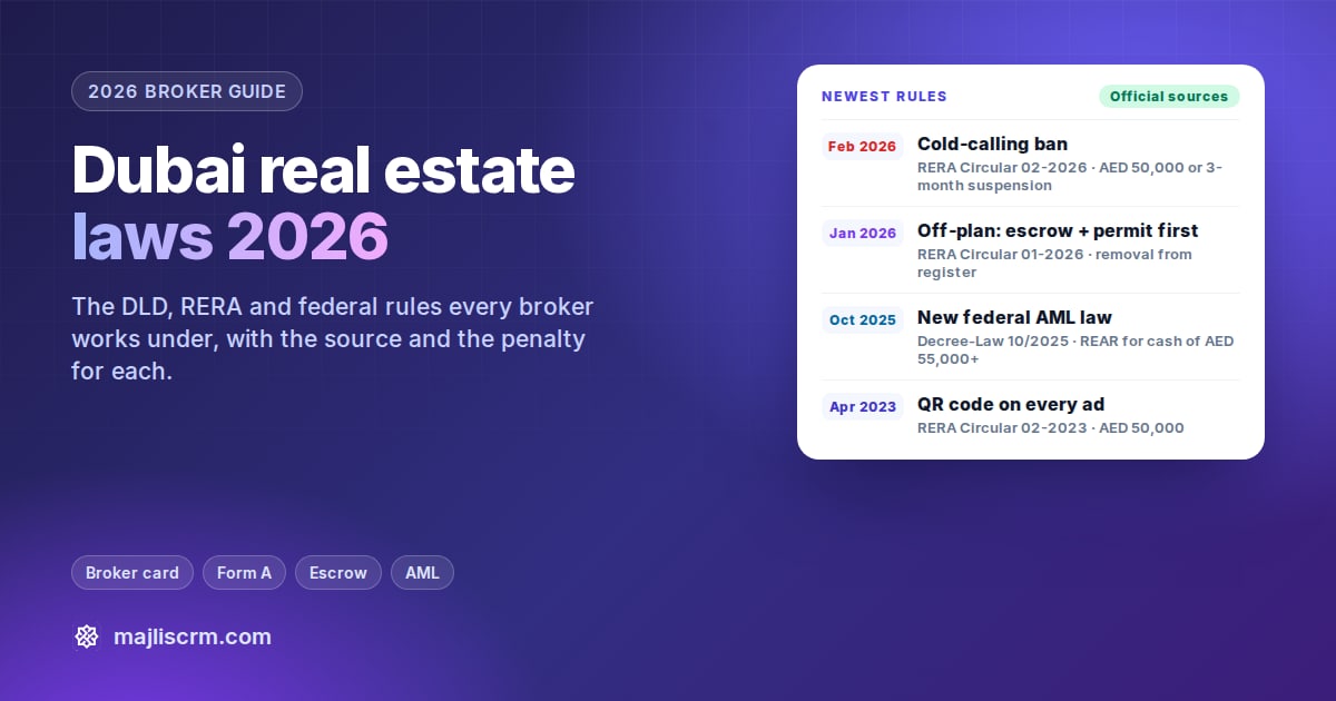 Dubai real estate laws 2026 cover: a compliance checklist for brokers with the cold-calling ban, escrow, permits and AML rules